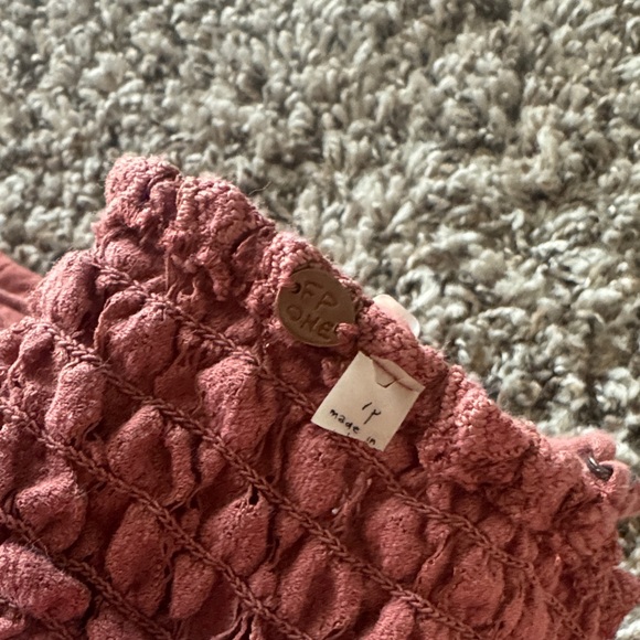 Free People Rust Lace Bandeau Floral Crop Top Open Back Size L Fair Condition - Picture 3 of 4